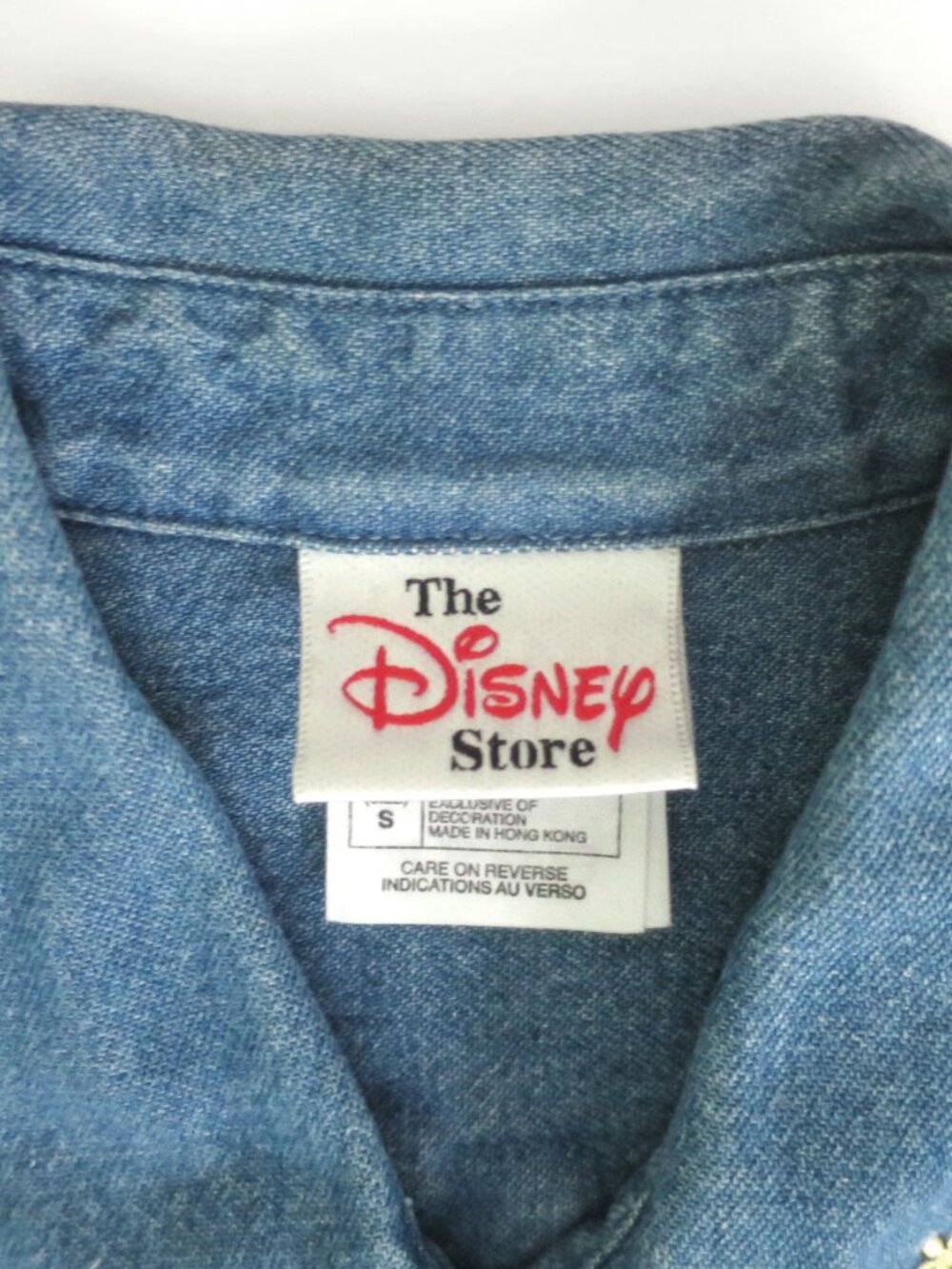 Vintage Winnie The Pooh Embroidered Denim Button Down Shirt Size S - Picture 9 of 10